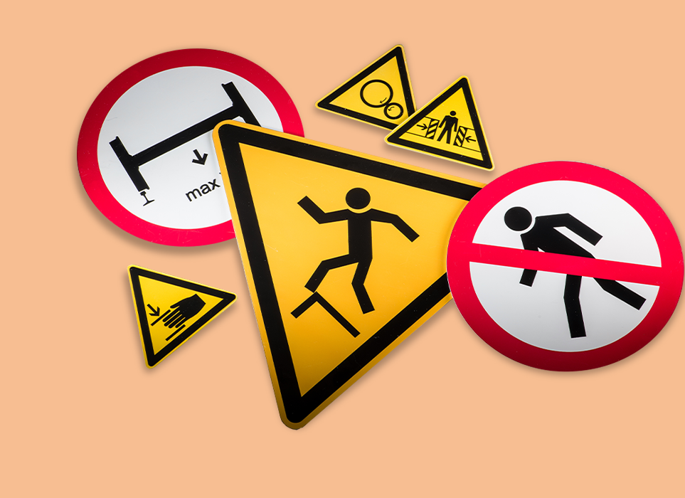 Industrial Labels - safety signs, circulars, triangles, information signs 