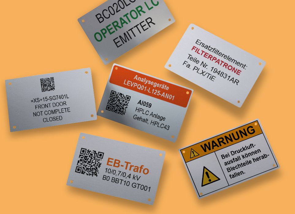 Industrial Labels - plant signs, type plates, machine signs 